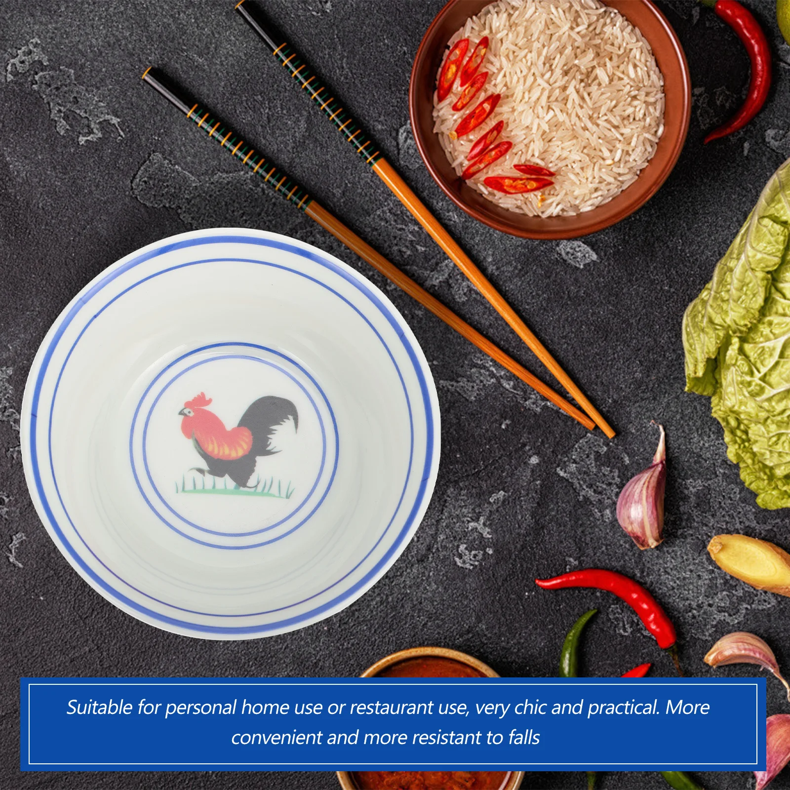 Cuenco con diseño de pollo Retro, cuenco para servir comida Premium para arroz, sopa, fideos, gachas, vajilla de almacenamiento de cocina, 1 Uds.