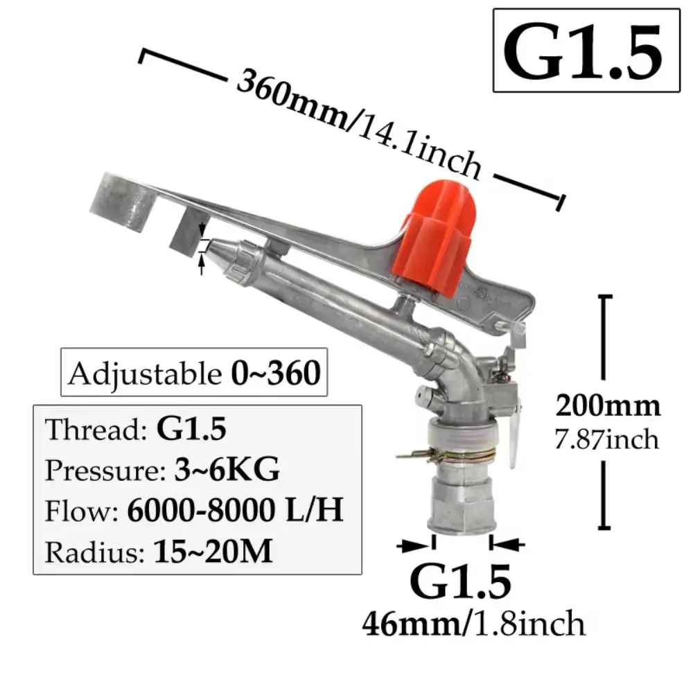 1.5inch Internal Thread High Pressure Nozzle Power Spray Water Saving Multi-function Cleaning Sprayer Anti-slip Alloy