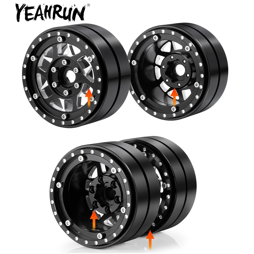 

YEAHRUN Aluminium 1.9 Beadlock Wheel Rims Hub for Axial SCX10 RC4WD D90 Wraith TRX-4 TRX6 1/10 RC Crawler Car Upgrade Parts