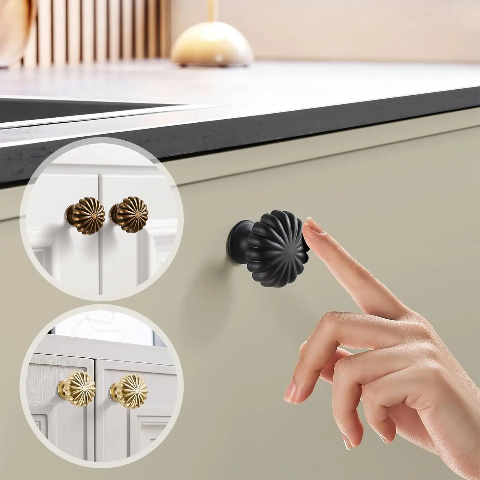 

Kitchen Cabinet Knobs 10 Pieces Pumpkin Furniture Knobs Zinc Alloy Antique Round Pulls For Closet Wardrobe Home Garage Bedroom