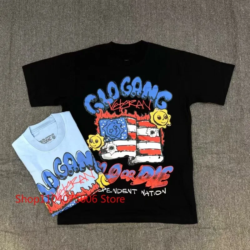 

Новая футболка с мультяшным принтом Glo Gang, мягкая хлопковая повседневная уличная одежда, топ для мужчин и женщин, мода