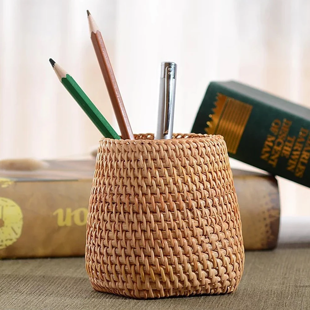 

1PC Rattan Woven Tea Set Container Handmade Tea Ceremony Basket Creative Tea Storage Basket Multi-purpose Rattan Woven Pen Conta