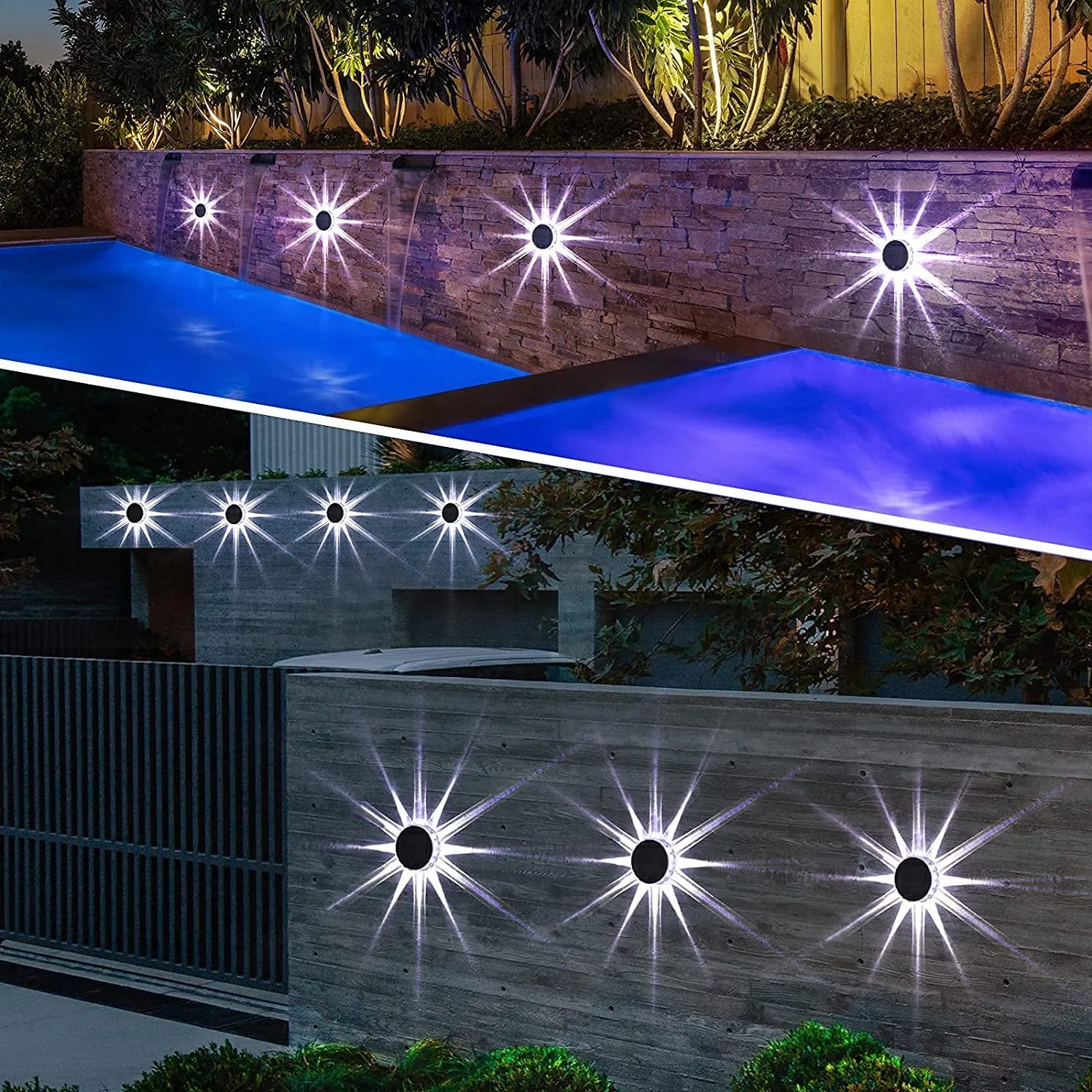 Imagem -06 - Petal Shaped Solar Led Wall Lamp Iluminação Exterior Decoração do Jardim Path Porch Cerca Luzes de Escada 6led Lights pc