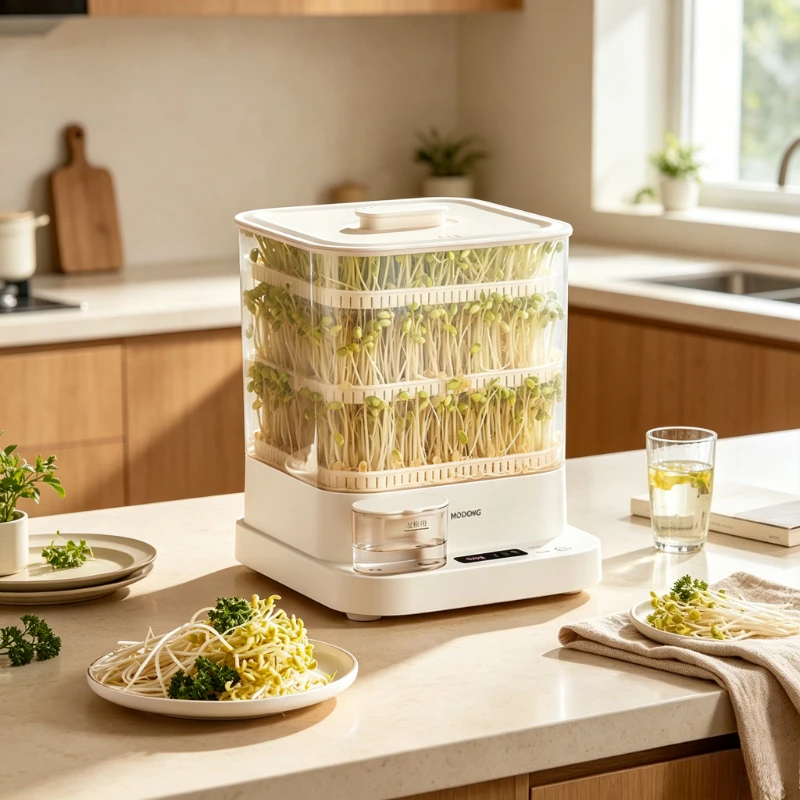 3 Tier Automatic Bean Sprout Machine Large Capacity Smart One Button Multi Layer Germination Tray Home All Season Use 콩나물 재배기