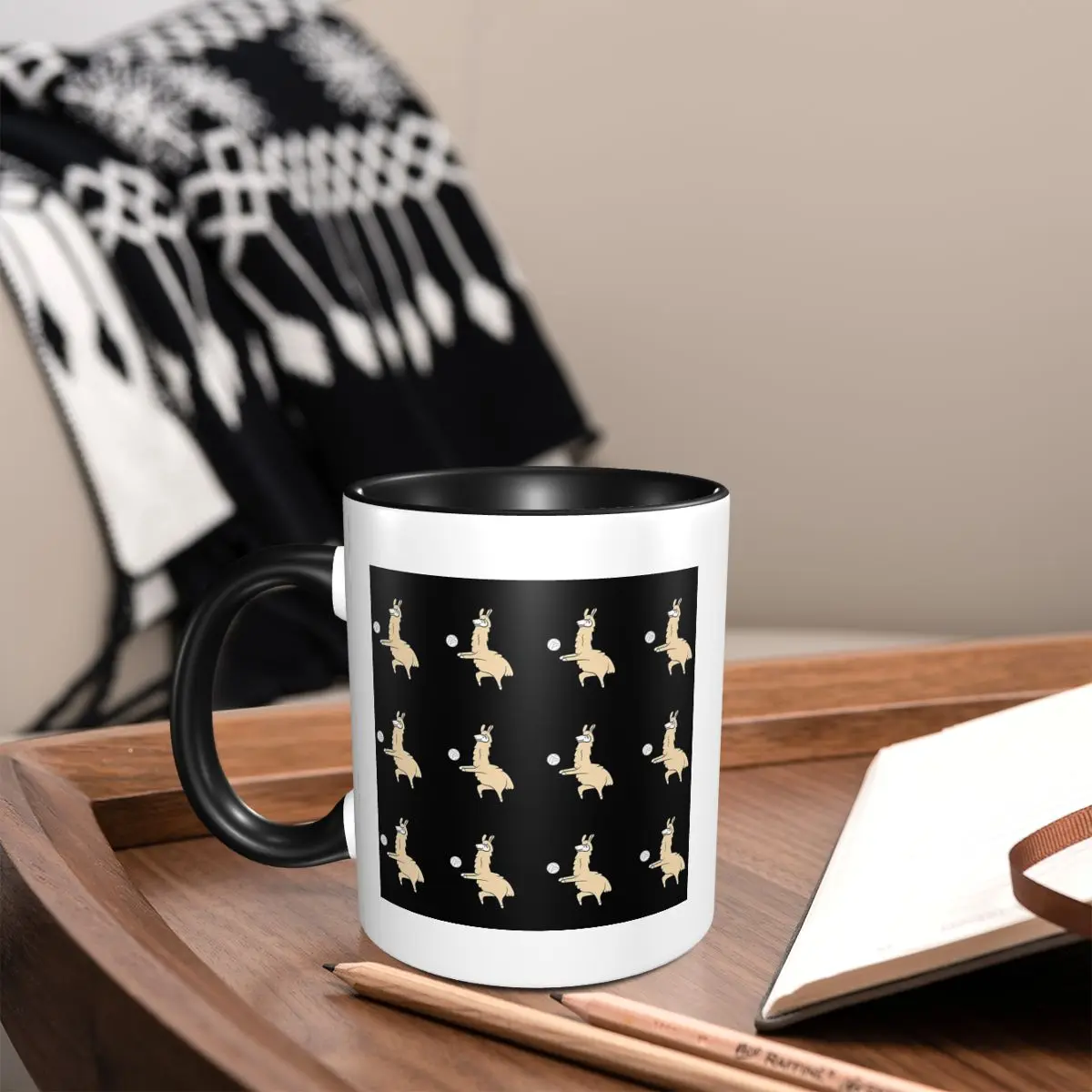 Volleyball Lama Plays Volleyball Mug Funny Ceramic Coffee Cups Tea Mugs Milk Cup Drinkware Gifts for Woman Man