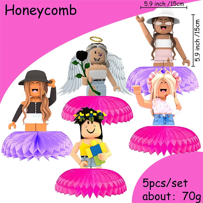 Roblox Girl Decorations for Purple pink Party Banner Birthday Balloons Tablecloths Cake Topper Napkins Tableware Kid Gift Supply