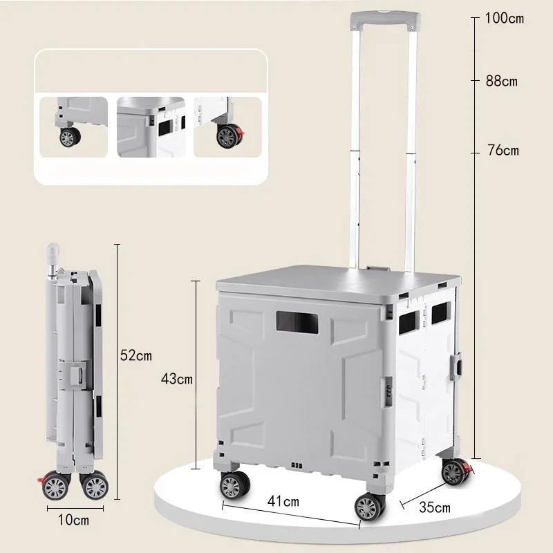 Small Tesco Design Foldable Supermarket Shop Folding Luggage Shopping Trolley  Bag with Wheel Caster