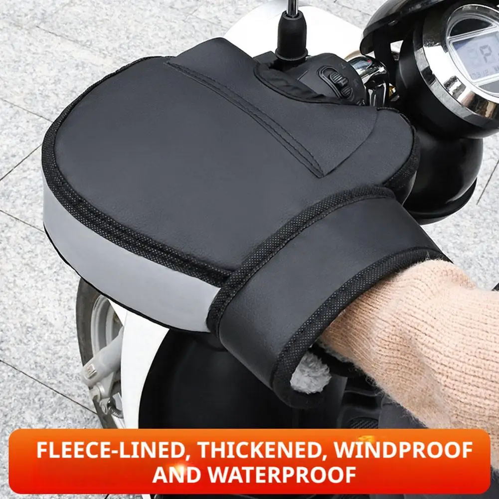 Winter-Motorrad-Lenkerhandschuhe, wasserdicht, mit dicker Fleece-Fütterung, reflektierende, warme Handschuhe für E-Bike-Fahrten. – Detail 13