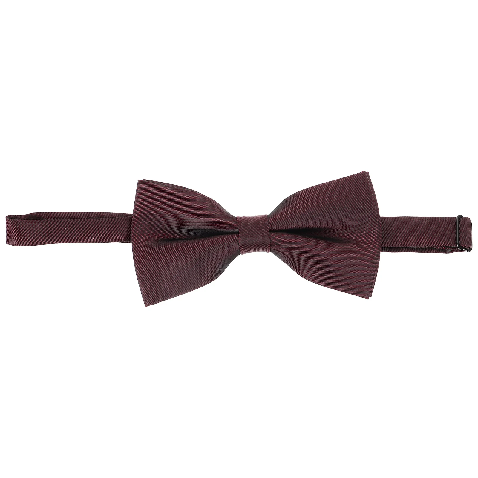 Men Bow Tie Pre-Tied Solid Color Burgundy Double Layer Adjustable Length for Wedding Prom Groom Party Formal Wear