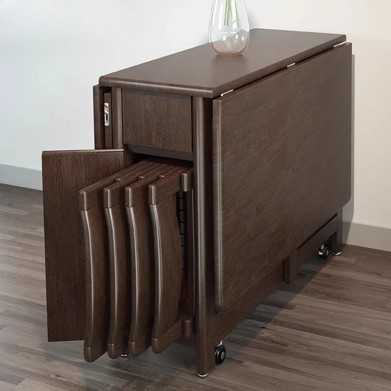 

Wooden Folding Dining Table Storage Modern Mobile Family Dining Table Office Receive Conjuntos De Salas De Jantar Furnitures