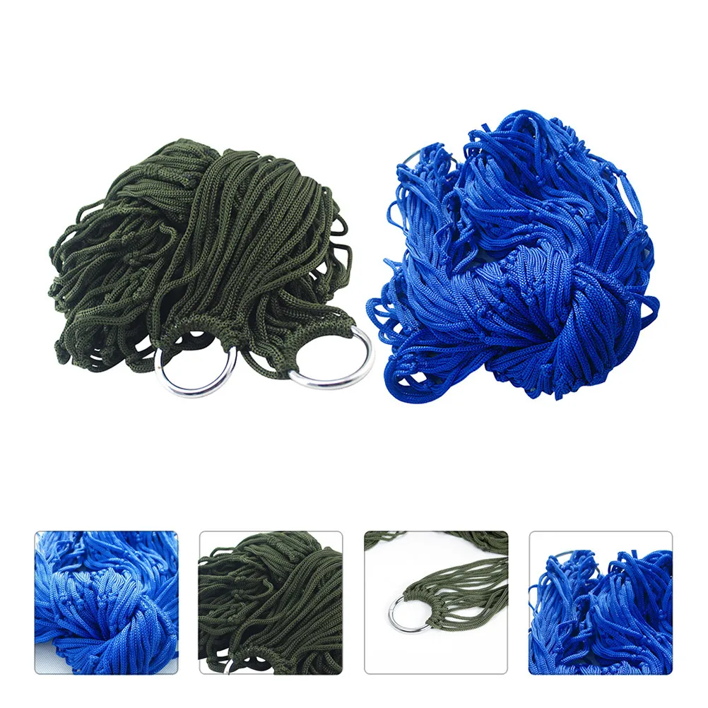 2-個の厚みのあるナイロンロープメッシュハンモッククイックセットアップ-3-分で設置できる吊り下げベッド-キャンプ-ハイキング-旅行-アウトドア-レジャー-昼寝用