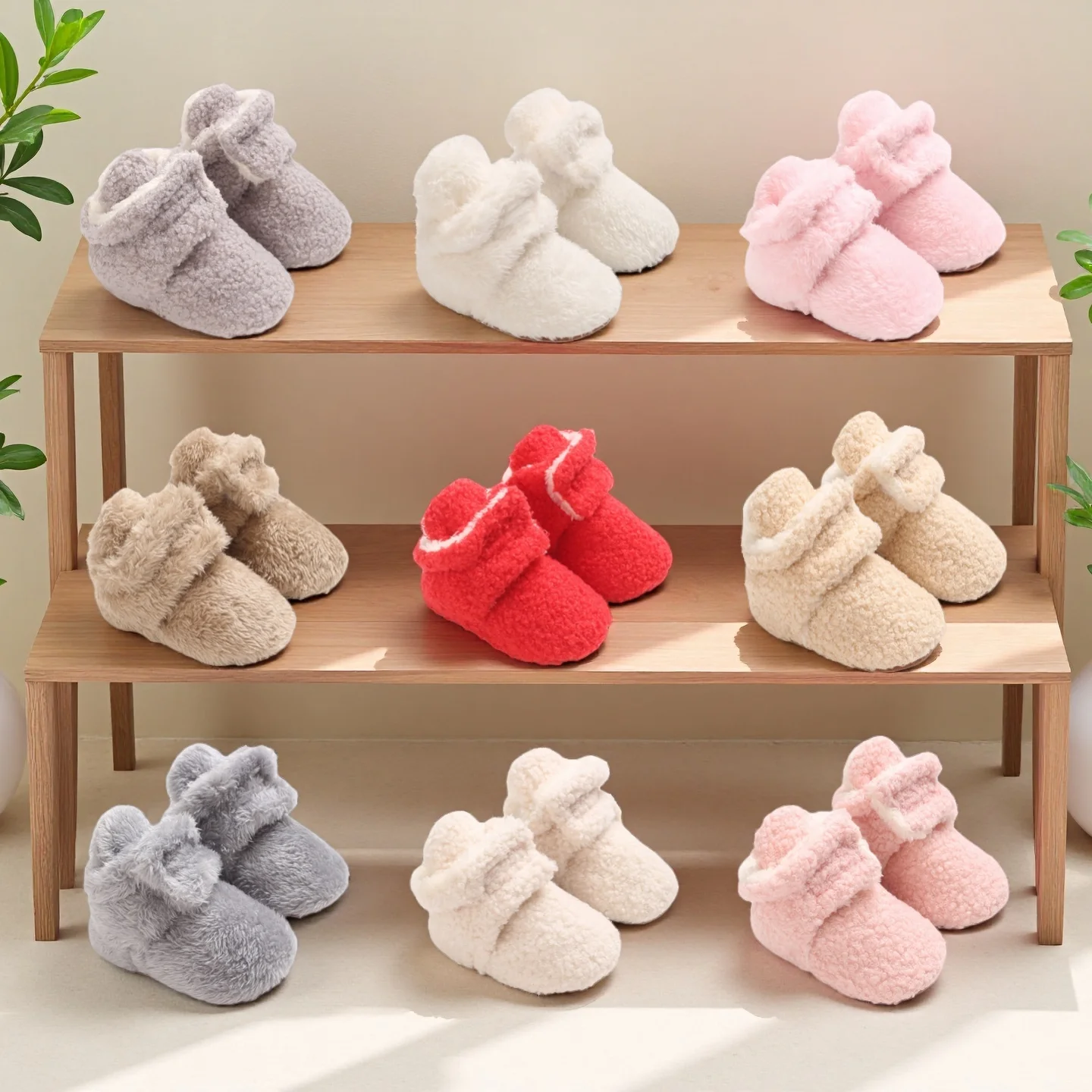 

Winter Baby Cotton Shoes Thick Plush Snow Boots Soft Casual Walking Shoes for 0-18 Month Old Comfortable Toddler Footwear