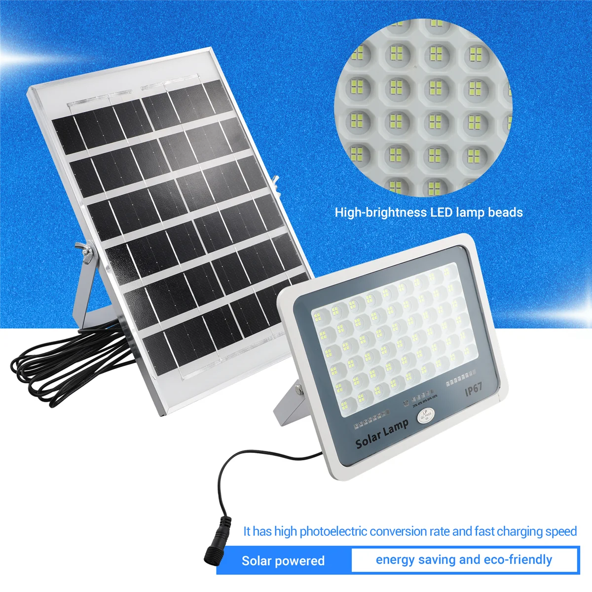 216 LED مصباح للطاقة الشمسية في الهواء الطلق إضاءة الفناء التعريفي ضوء الشارع مقاوم للماء الكاشف فائقة السطوع عالية الطاقة #4