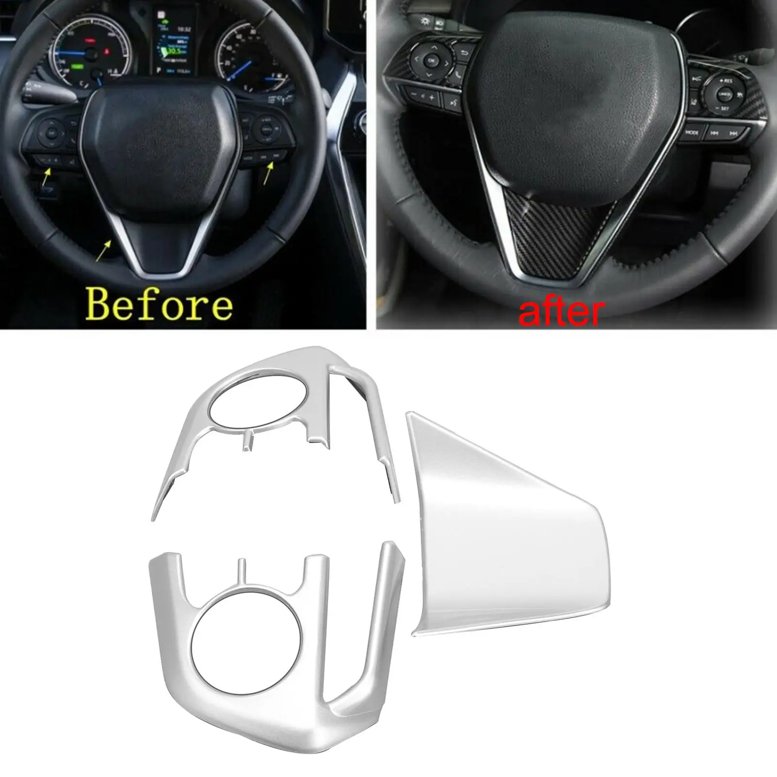 صالح لتويوتا هارير ل فينزا XU80 2020 2021 عجلة توجيه سيارة غطاء إطاري زر التحكم مجموعة الكسوة اكسسوارات السيارات الداخلية #3