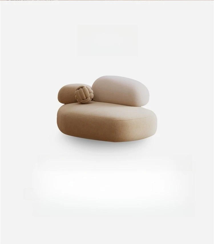

Cream style fabric sofa living room special-shaped combination, pebble creative designer module curved furniture sofa