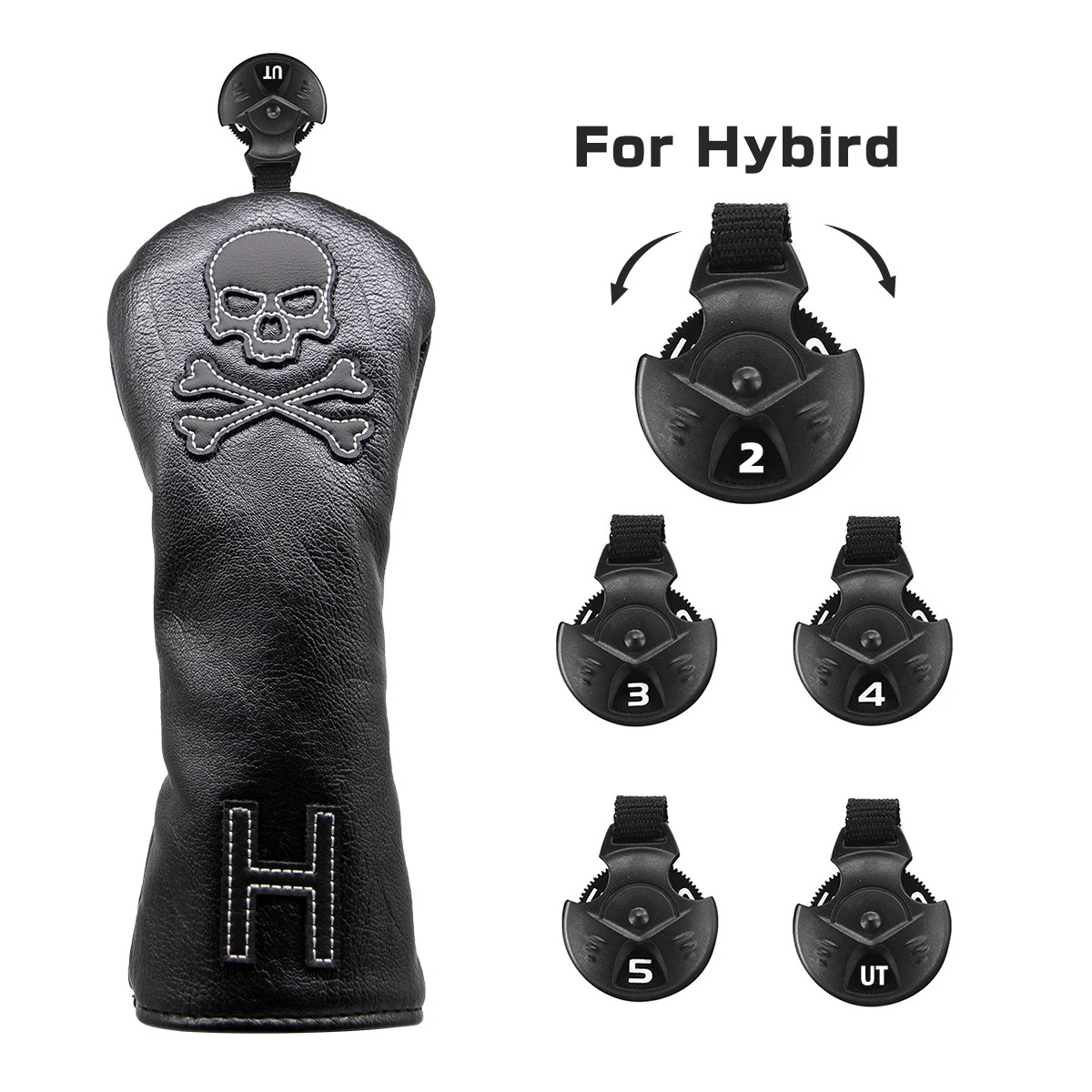 Golf Club Headcover Set Skull Driver Covers Fairway Wood Cover Hybrid Cover Leather Golf Wood Cover for Driver Fairway Hybrid