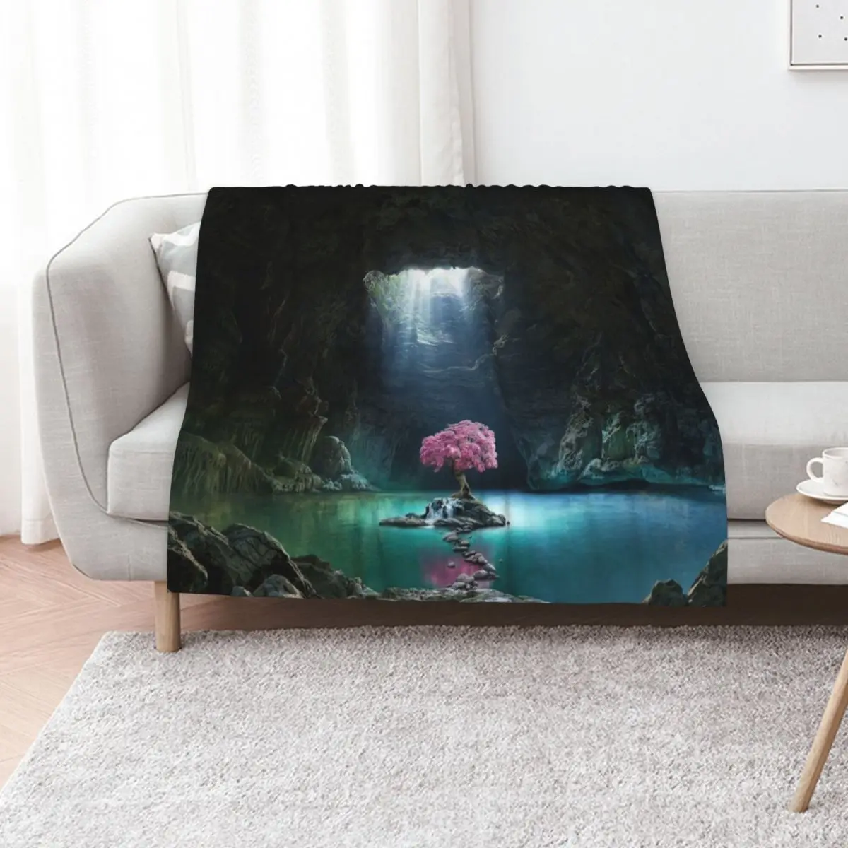 Pink Tree in the Cave Throw Blanket Soft Warm Beach Sofa Quilt Blankets