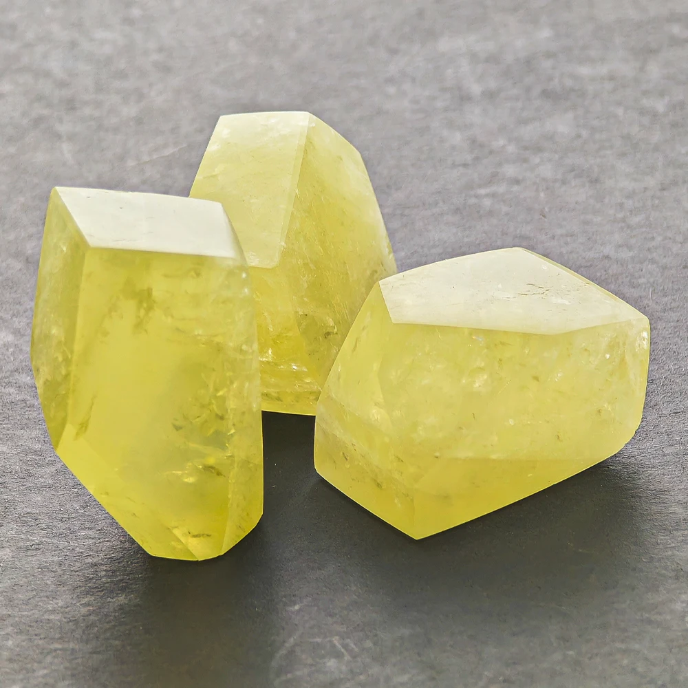 Natural Topaz Irregular Geometric Section Crystal Original Stone Burnishing Shaped Polyhedral Citrine Landscape Stone Home Decor