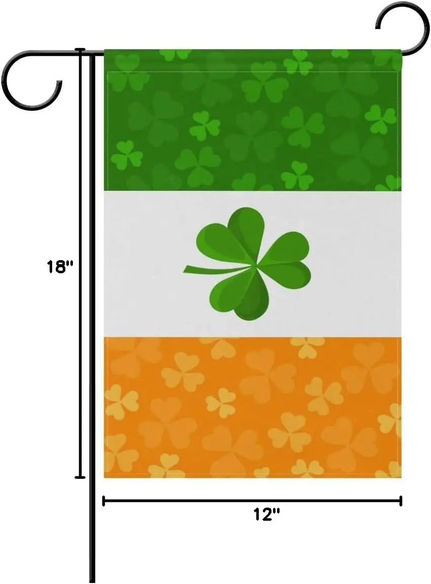 ALAZA Double Sided Irish Flag with Shamrock Polyester Garden Flag Banner 12 x 18 Inch for Outdoor Home Garden Flower Pot Dec llz