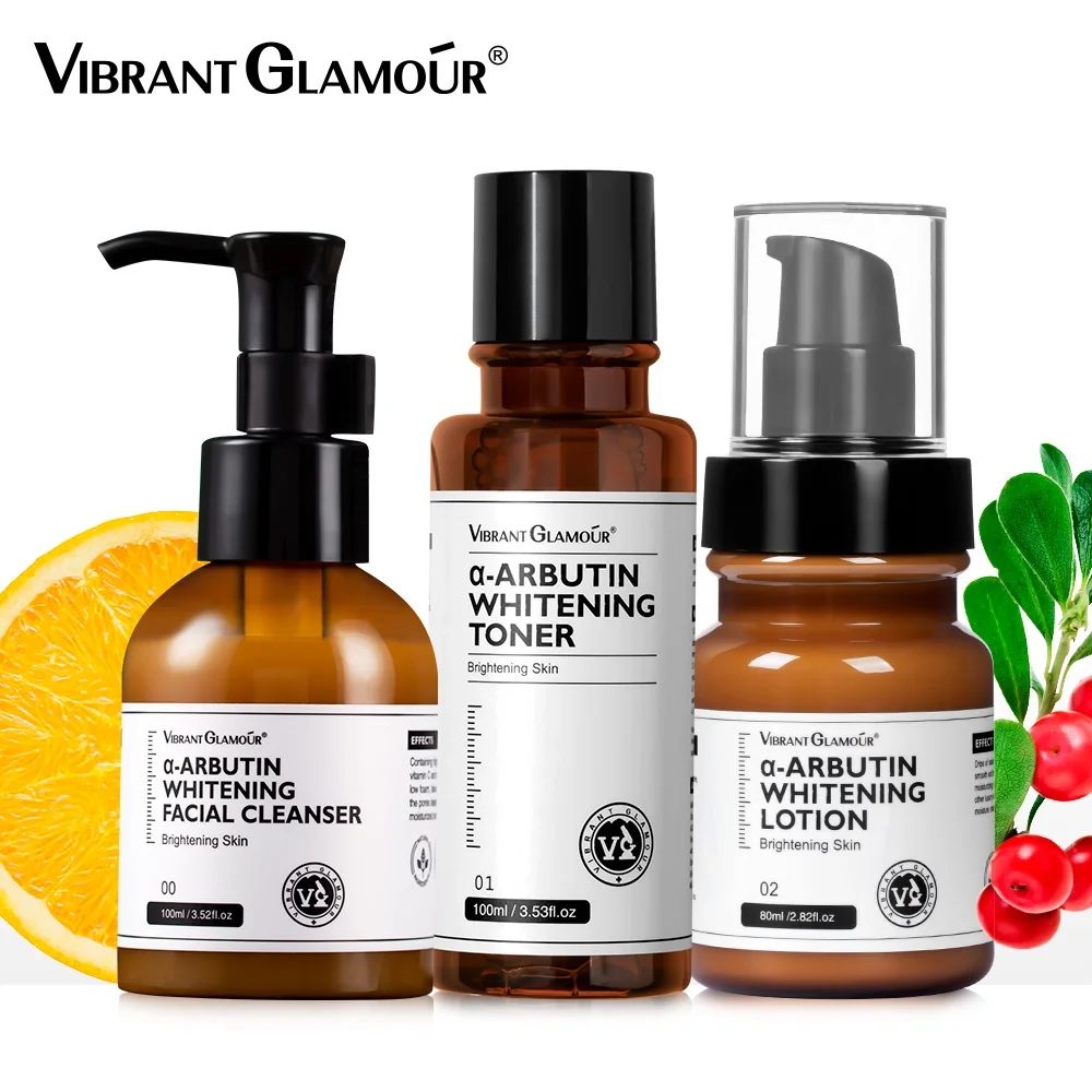 VIBRANT GLAMOUR α-Arbutin  Sets Face Cleanser+ Toner+Lotion Niacinamide   3pcs