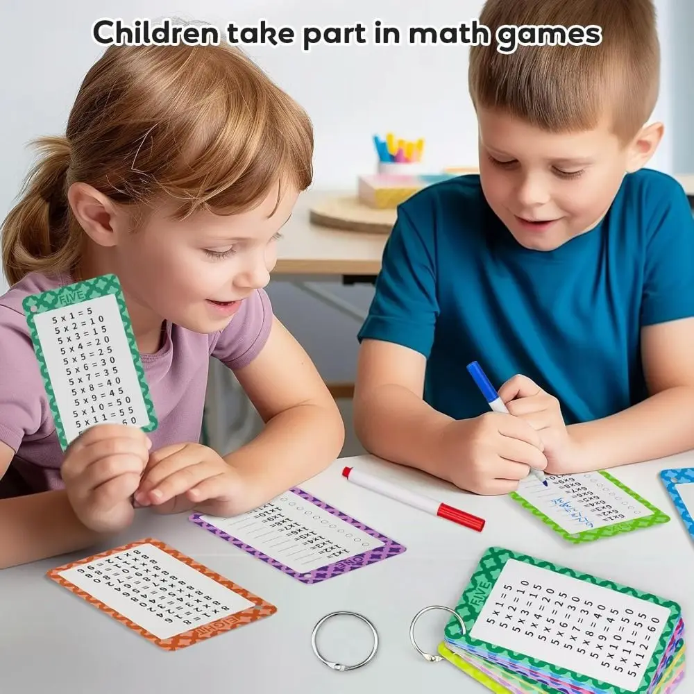 

13 Pcs Multiplication Multiplication Flashcards with 2 Dry Erase Markers and 2 Rings Multiplication Chart Math Flashcards