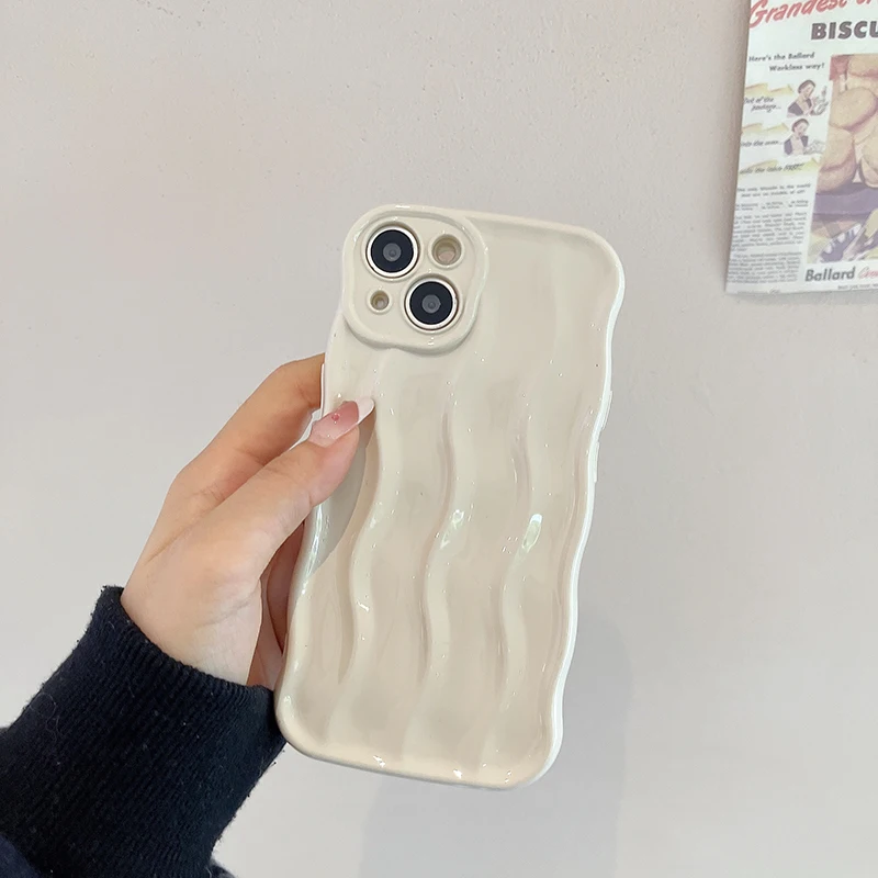 Qianliyao-funda de teléfono con patrón de ondulación de agua 3D, carcasa trasera suave a prueba de golpes para iPhone 16, 15, 14, 13, 12, 11 Pro