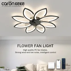 Modern LED Ceiling Fan Light Intelligent APP Remote Control Dimming Creative Lighting Fixtures Living Room Decoration Lighting