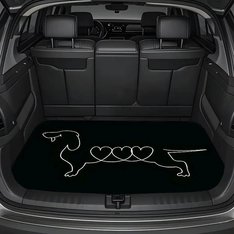 VIKAMA Minimalist-Style Dachshund Trunk Mat—Easy-to-Clean, Universal-Fit Rear Trunk Protector for Cars, Car Interior Accessory