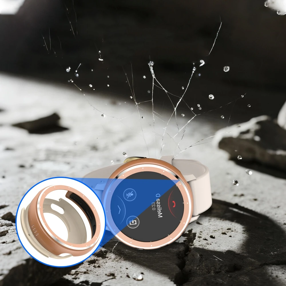 Сменный жесткий безельный чехол для умных часов Garmin Venu 3S 41 мм, металлический корпус, темно-серый, серебристый, розовое золото