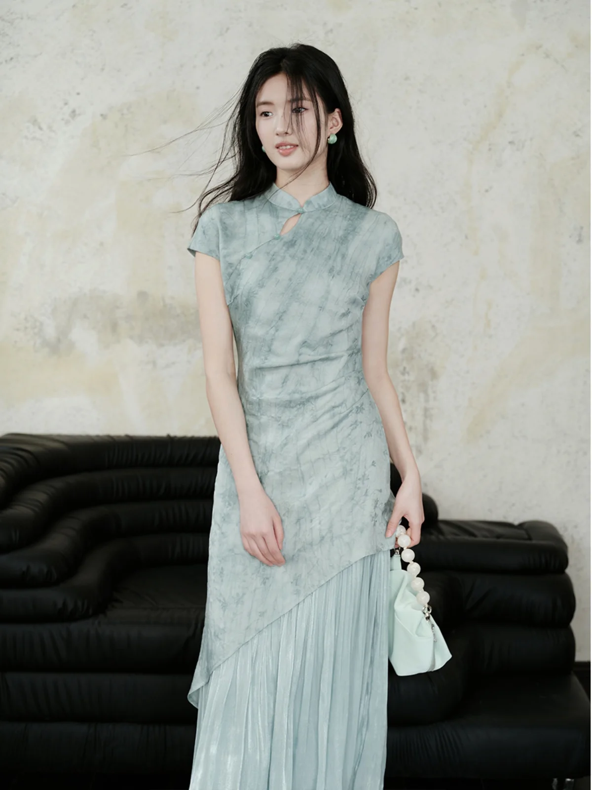 

ANG Er Yang Design Новое китайское шикарное шелковое вышитое платье Ципао Dr Elely, простое женское длинное платье