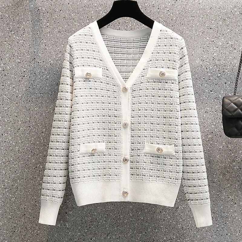 EHQAXIN 2022 Autumn Winter Women's Knitwear Blouses Elegant V-Neck Loose Knitted Sweater Buttons Cardigan Tops For Ladies M-5XL