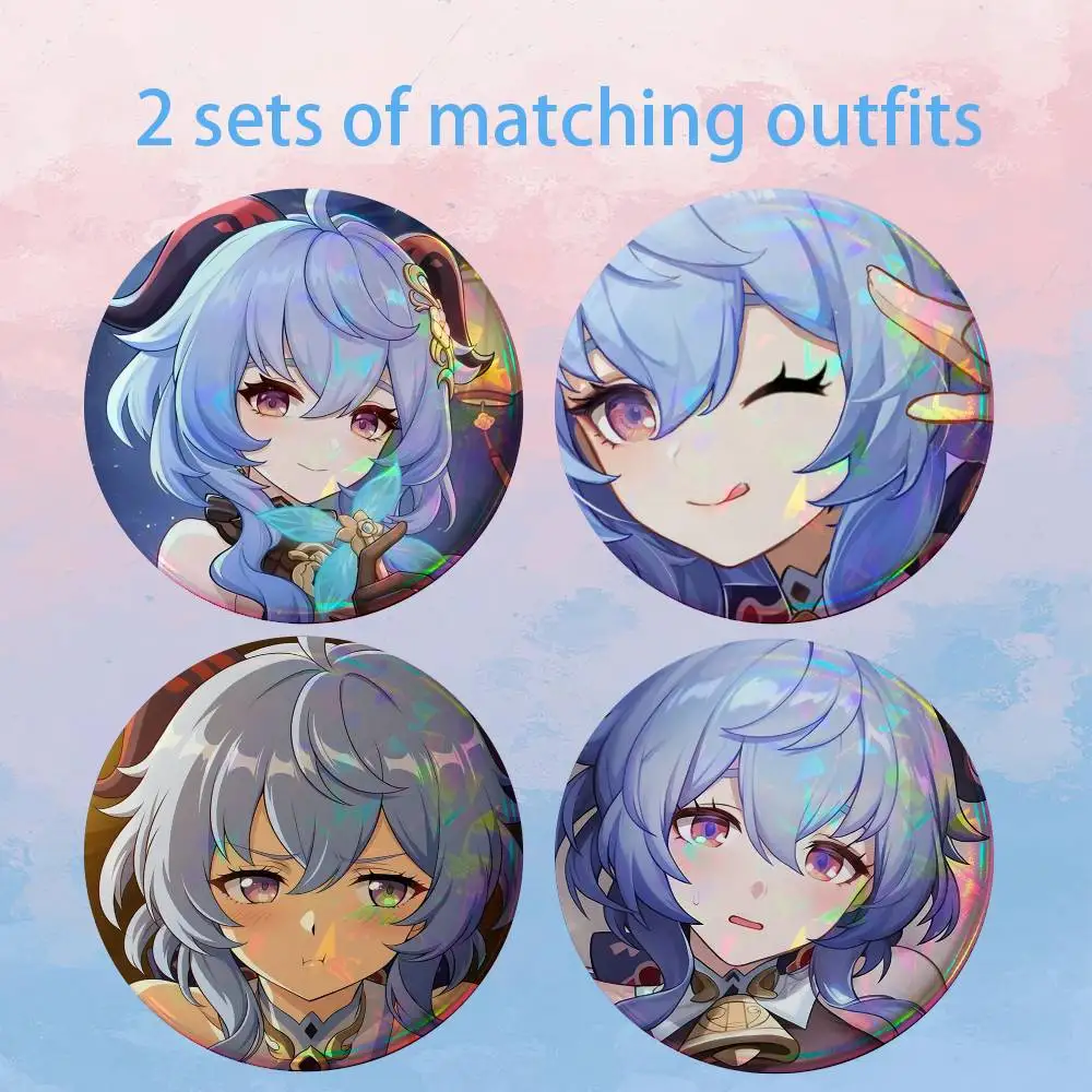 Genshin Impact Gan Yu 2 piece set Badges On Backpack Jacket Cartoon Round Brooches Acrylic Button Pins Collection Gifts