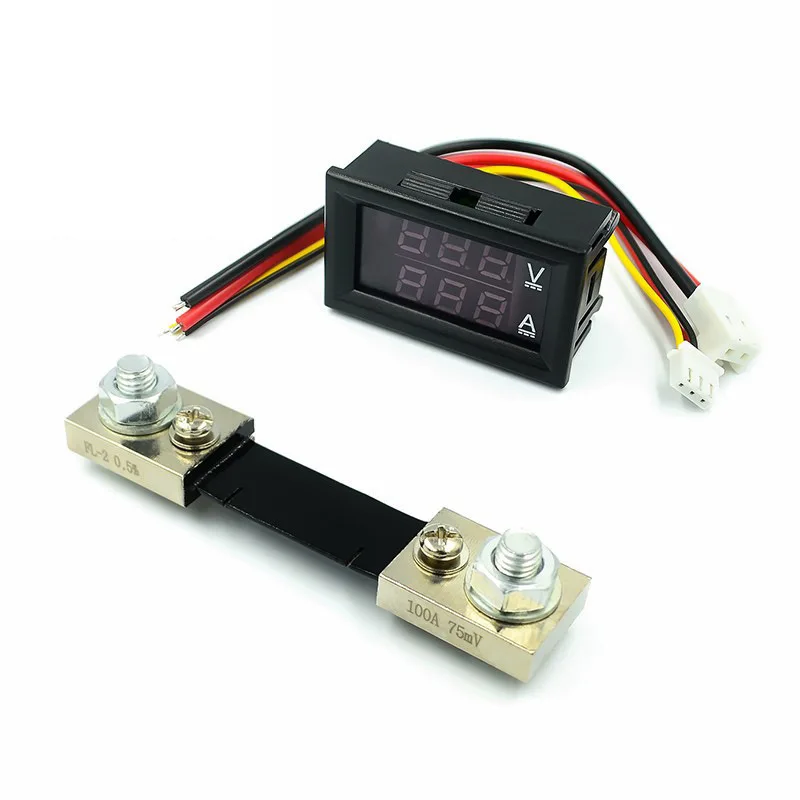 DC0-100V 10A 50A 100A LEDDC العرض المزدوج الفولتميتر الرقمي الحالي العرض الرقمي