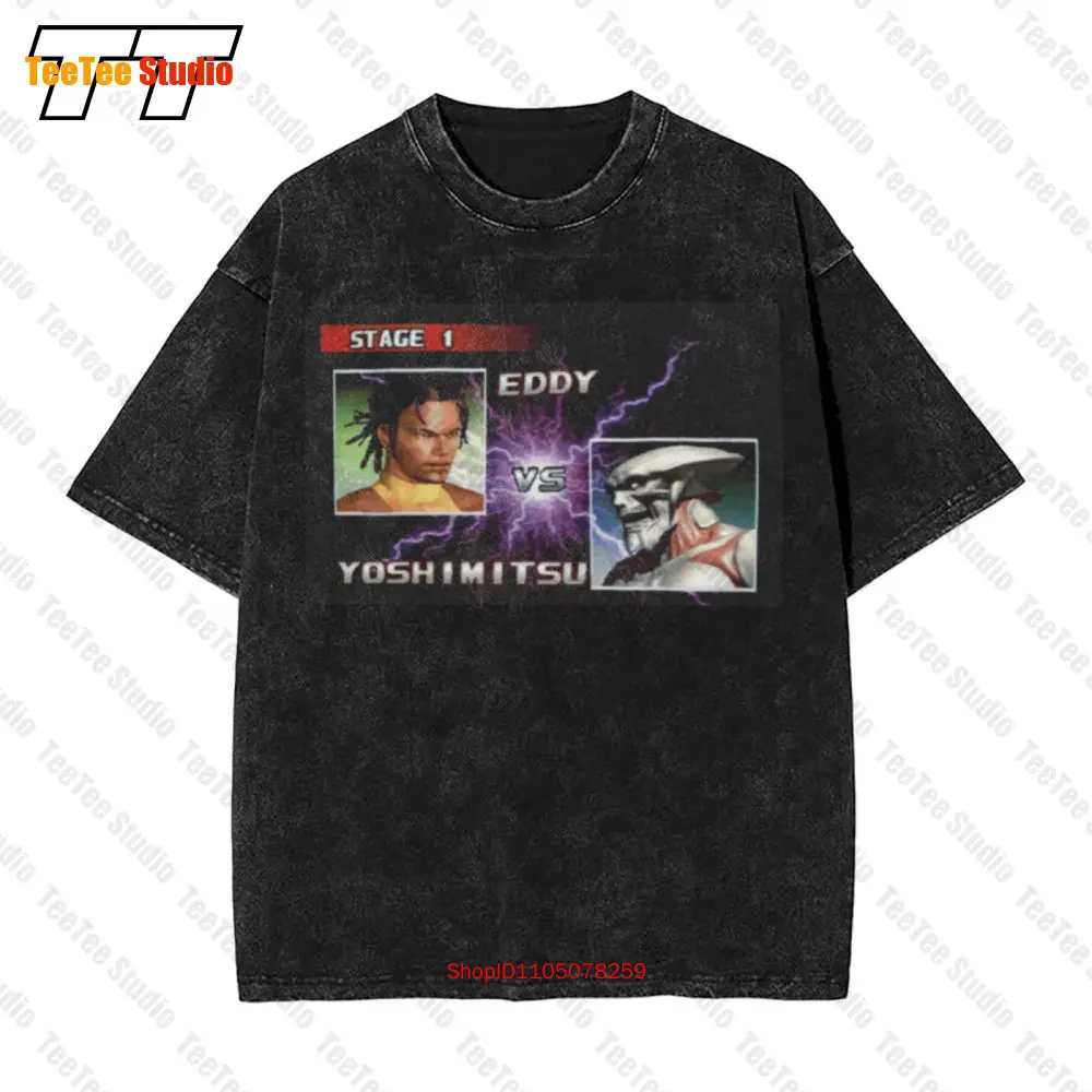 Eddy Gordo Vs Yoshimitsu Tekken 3 Camiseta vintage de gran tamaño TY1Z