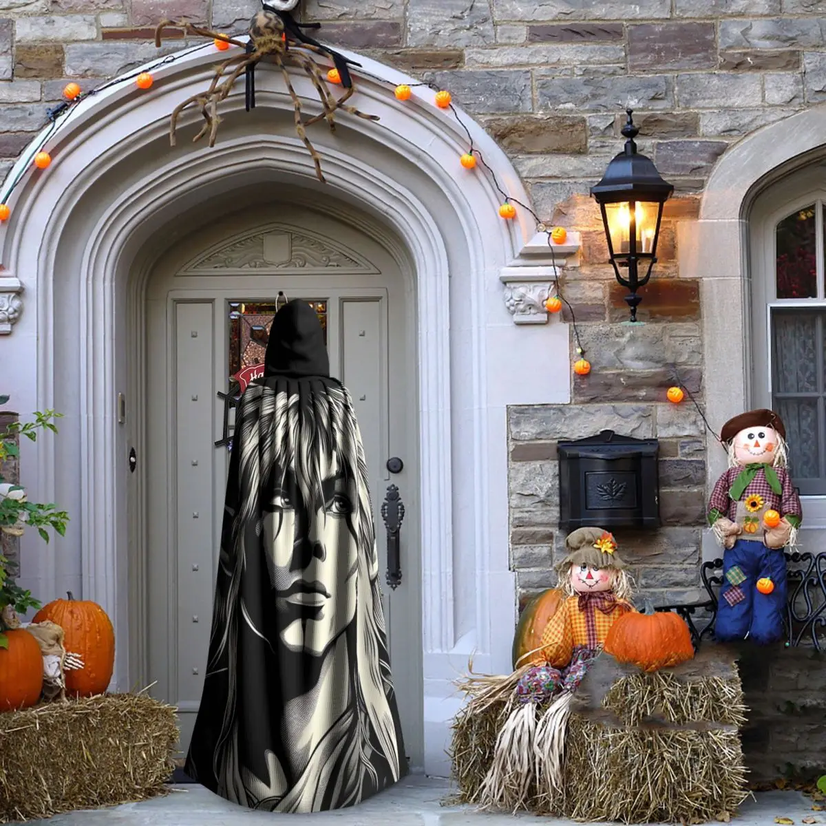 متاهة جاريث عفريت الملك للأبد ستارمان عباءة طويلة بقلنسوة الساحرة القرون الوسطى زي تأثيري كيب هالوين معطف الكبار