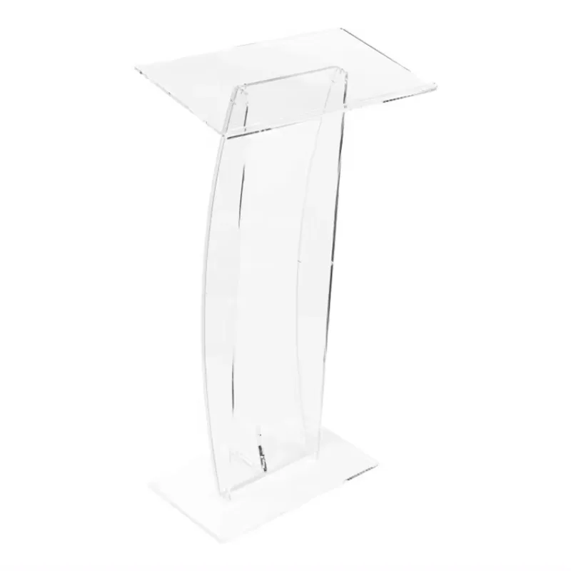 Smooth and transparent acrylic podium, Lucite demonstration podium with 27 inch reading surface platform, suitable for office