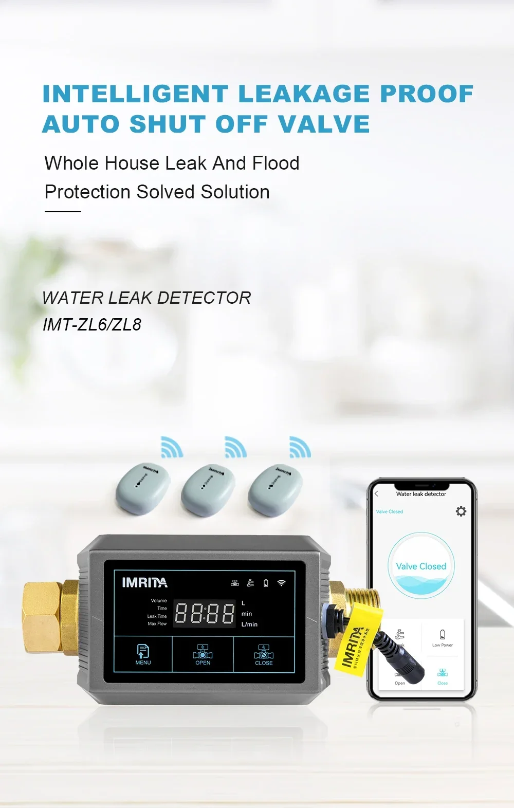 Home Use Smart Pipe Leak Detect Alarm Sensor Water Leak Detector Sensor With WIFI Controlling