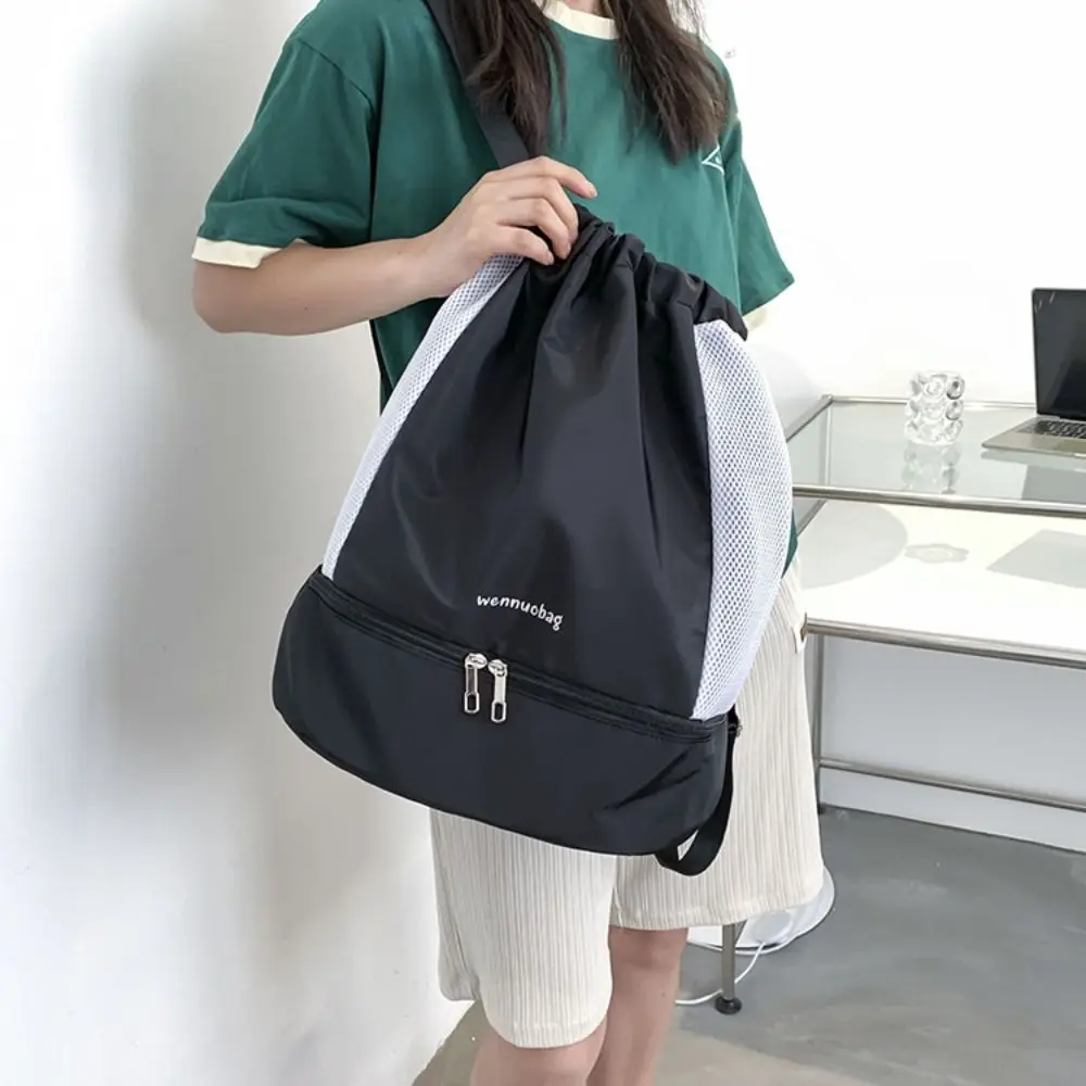 

Fashion Oxford Drawstring Backpack Cinch String Lightweight Fitness Bag Water-Resistant Dry and Wet Separation Sports Gym Bag