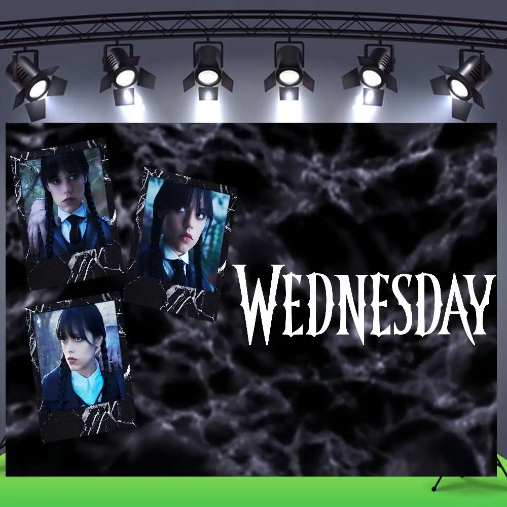 فيلم W-wednesday موضوع خلفية حفلة عيد ميلاد الديكور هدايا الطفل الفضاء الديكور راية الأطفال التصوير الدعائم
