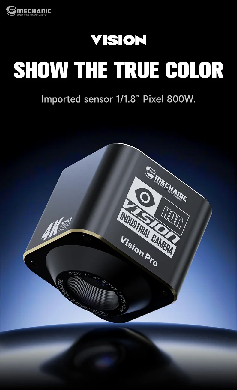 Mechanic Vision Pro IMX678 Sony Sensor Microscope Camera 4K 2K HDMI USB Type-C C MOUNT Industrial Camera Lab Phone Chip Repair