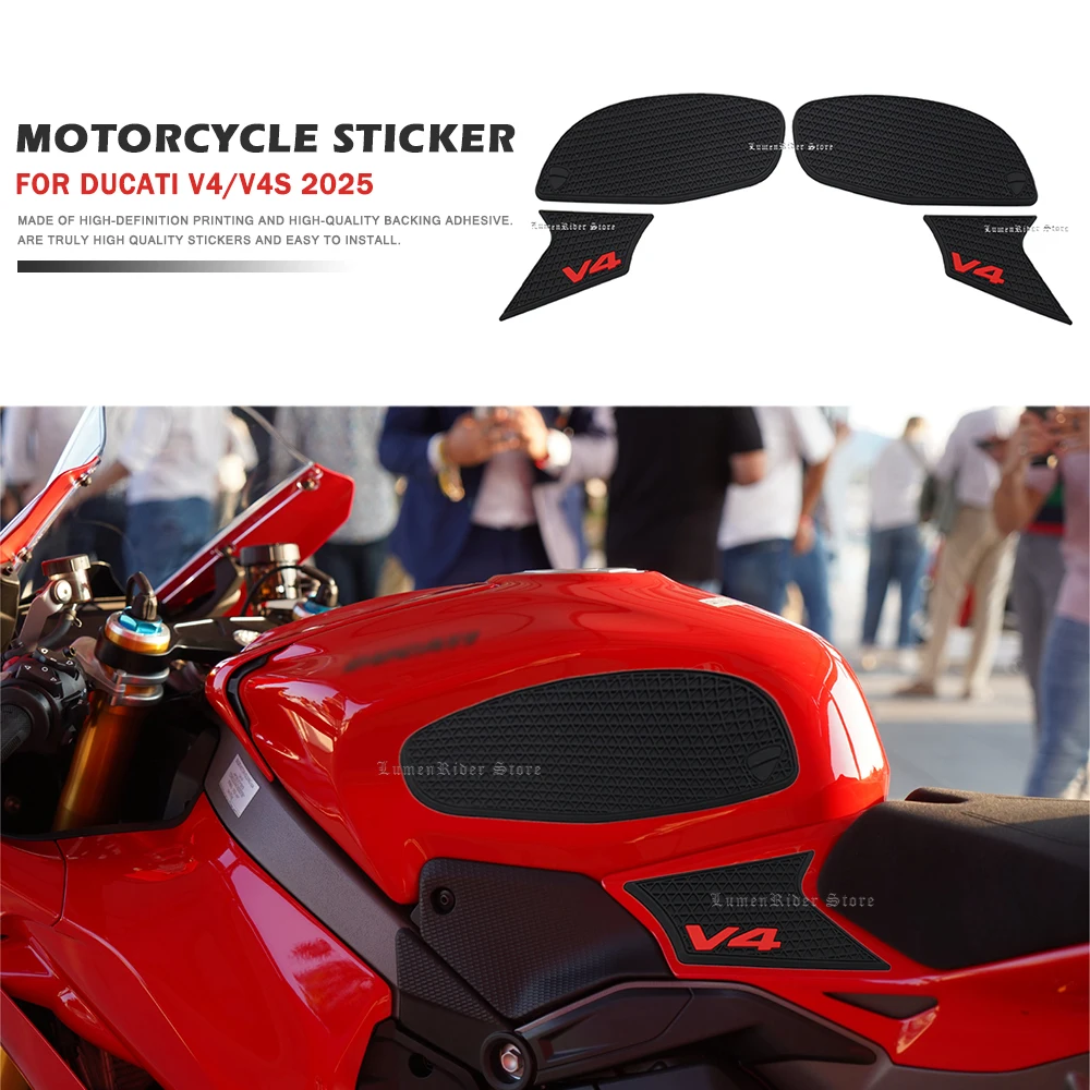 

For Ducati V4 V4S 2025 Motorcycle Accessories Rubber Fuel Tank Stickers Kits Protection Thicken Stickers