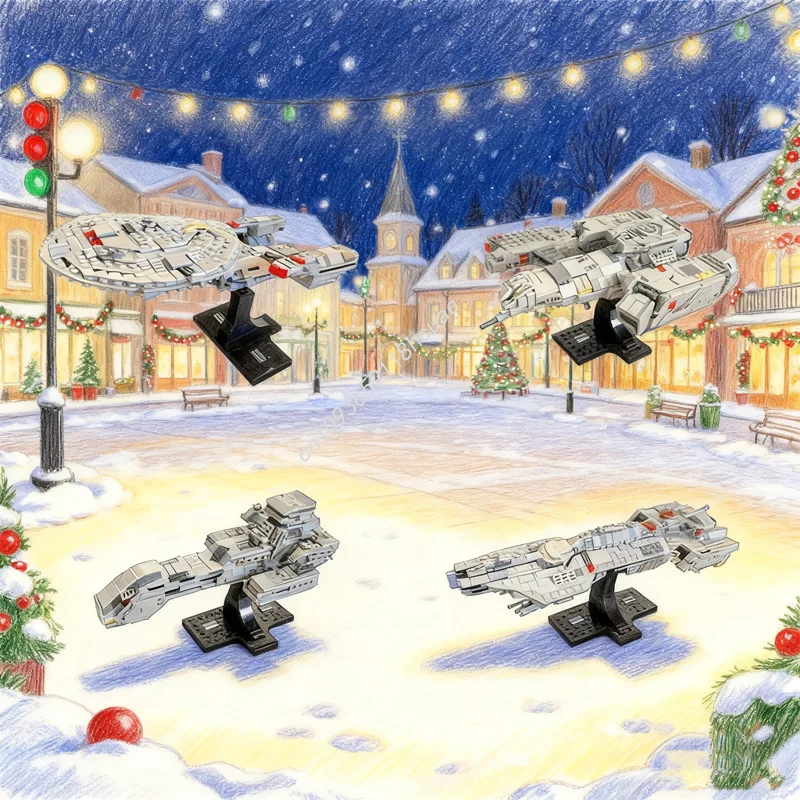 921 pçs moc navio de ficção científica reconstruir 4 pacote 2 ícones modelo blocos de construção arquitetura brinquedo idéia presente natal educação tijolo