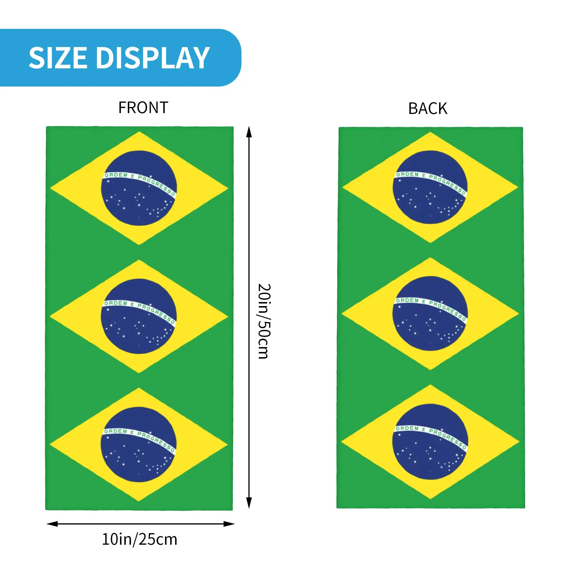 Flag of Brazil Bandana Neck Gaiter UV Protection Face Scarf Cover Women Men Brazilian Flag Headband Tube Balaclava