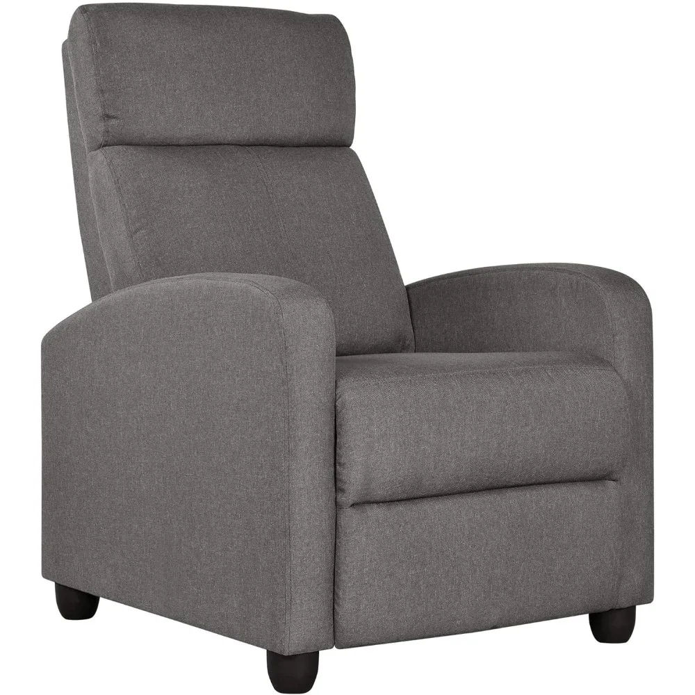 Fabric Recliner Chair Sofa Ergonomic Adjustable Single Sofa with Thicker Seat Cushion Modern Home Theater Seating