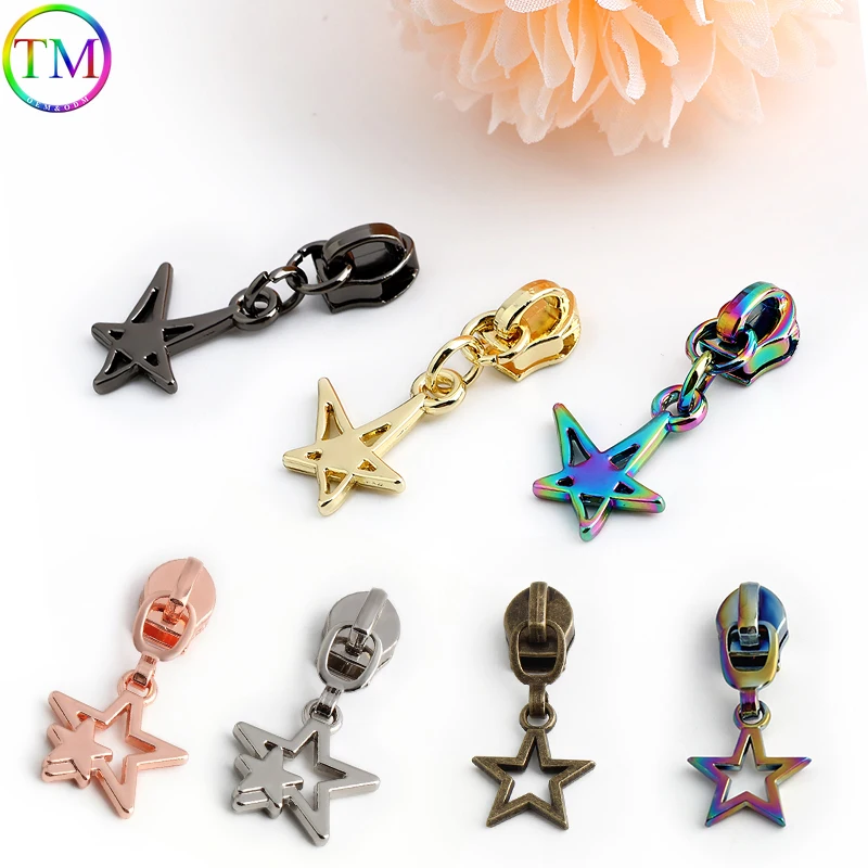 

20/50/100 шт. полая форма звезды 5 # Нейлоновый слайдер на молнии для сумки, куртки, кошелька, тканевый декор, аксессуары для ремонта