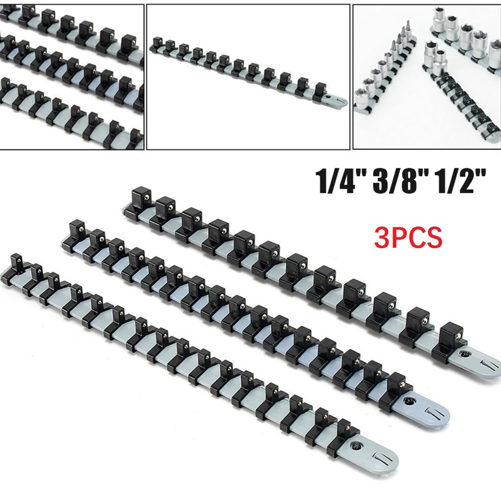 

3pcs/set 1/4 Inch 3/8 Inch 1/2 Inch Plastic Socket Tray Rail Rack Storage Holder Organizer Multi-purpose Tool Storage Rack