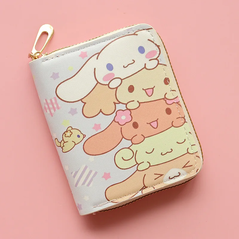 Kawaii Sanrio Cartoon Zero Wallet Animation Hellokitty Mymelody Cinnamoroll Cute Card Bag Fashion Print Short Zipper Key Bag