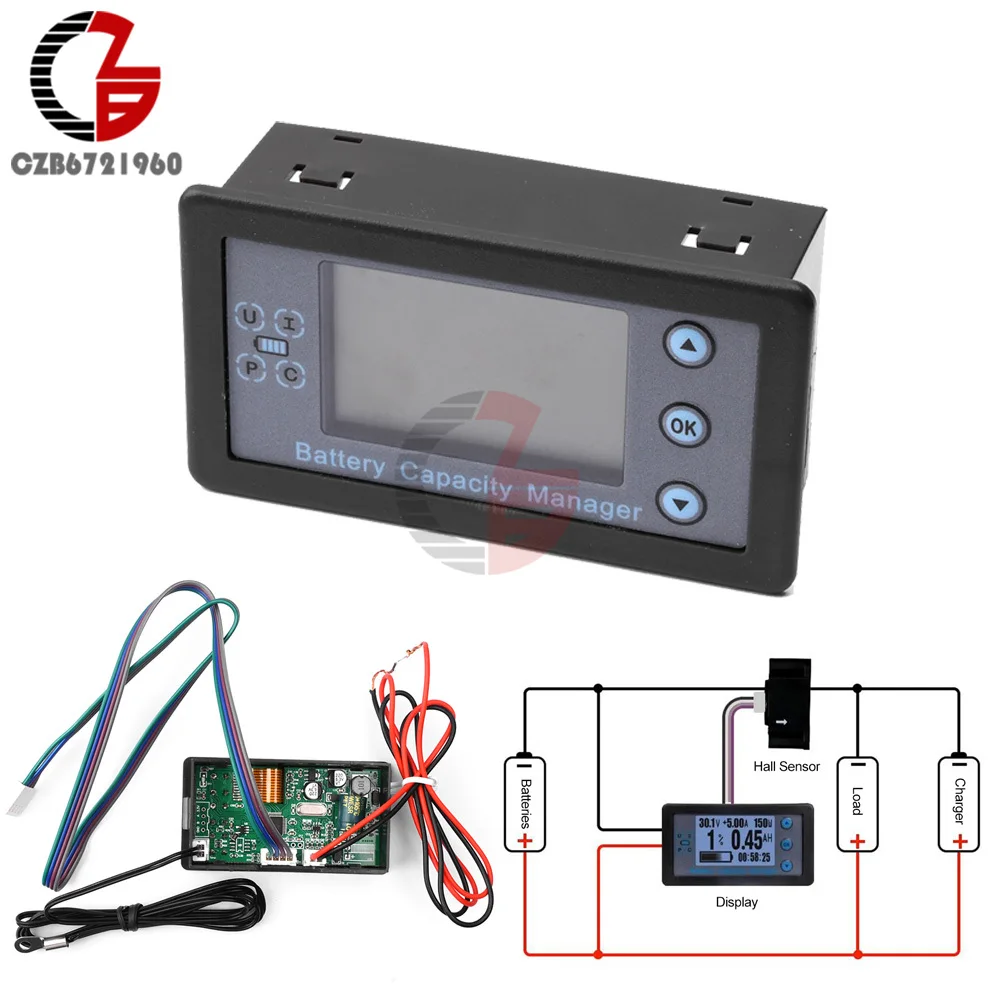 Car LCD Battery Monitor VA9510 DC 8-120V 100A 500A Battery Tester Voltage Current RV Battery Coulomb Meter Capacity Indicator