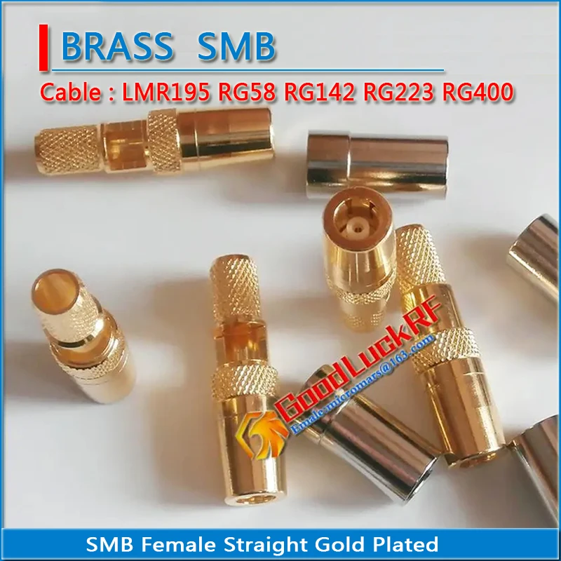 1X Pcs High-quality RF Connector SMB Female Window Jack Crimp for RG58 RG142 RG223 RG400 LMR195 Cable Plug Coaxial GOLD Plated