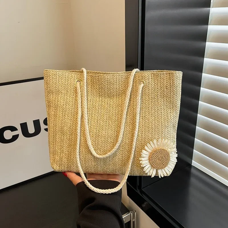 

Handmade Woven Bag Outdoor Outing Hundred Handbag School Tote Bag Female Female Niche Commuter Canvas Bag